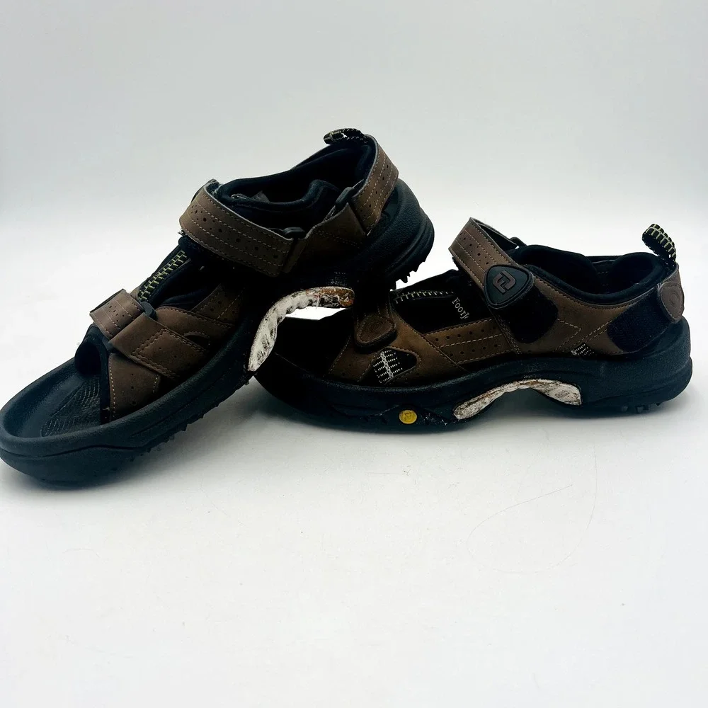 Footjoy Size 8M Leather Golf Spikes Sandals Adjustable Strap Open Toe Mens 45607